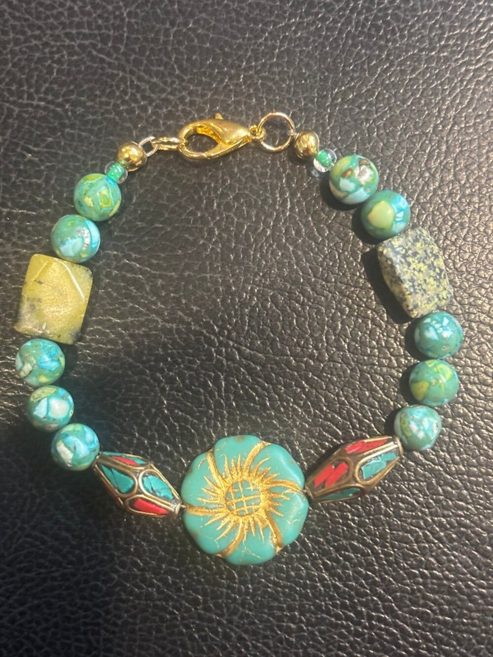Boho Floral Handcrafted Natural Stone Tibetan Beads Bracelet